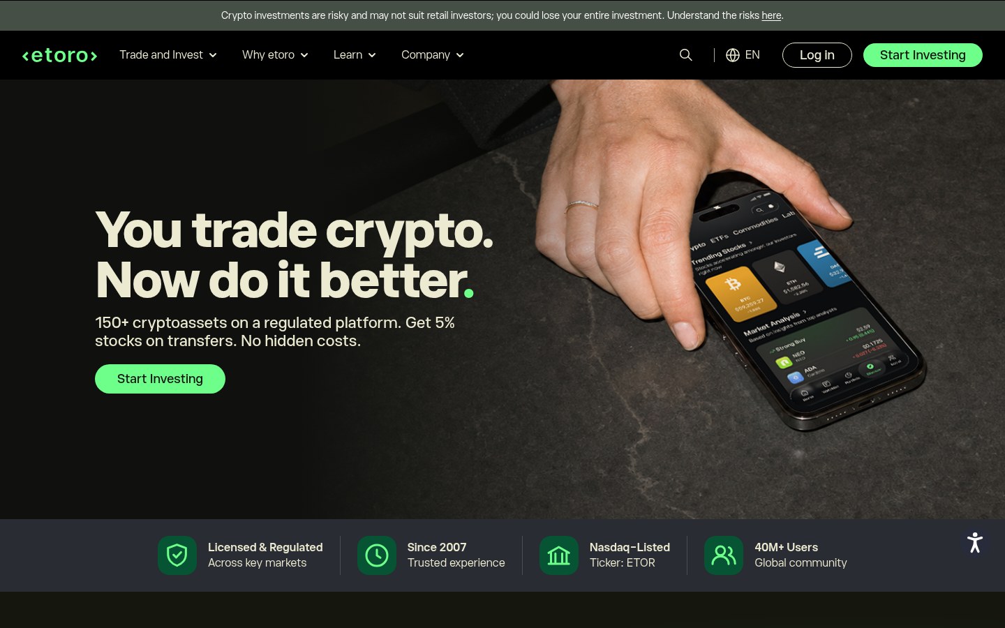 kryptovaluta hos eToro – over 150 mynter