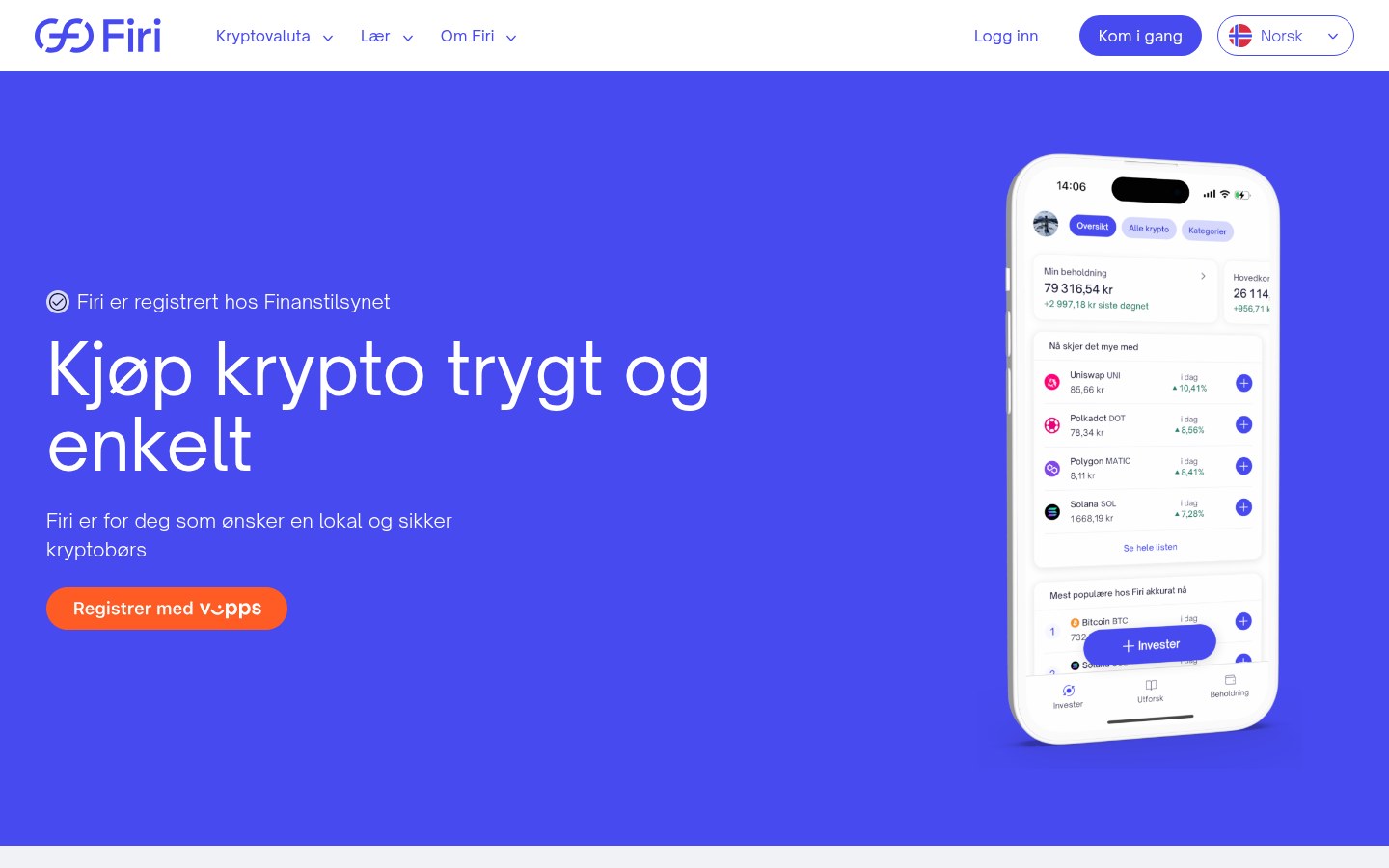 Firi – norsk plattform der du kjøper kryptovaluta med Vipps og BankID