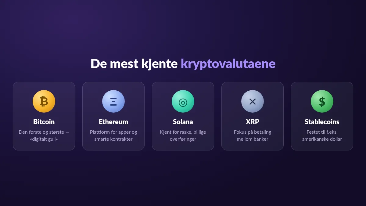 oversikt over de mest kjente kryptovalutaene å kjøpe